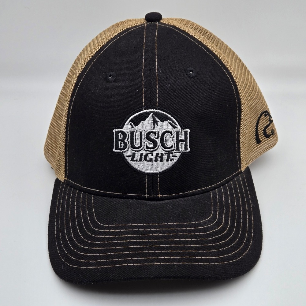 Artisans Snapback Hat Men OSFA Busch Light Ducks Unlimited Black Tan Trucker Cap - Picture 2 of 11